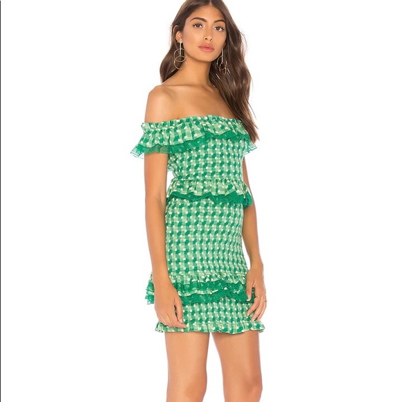 REVOLVE Tularosa Teri Dress in Kelly Green Mini Dress Off Shoulder Sexy Small - Picture 2 of 5